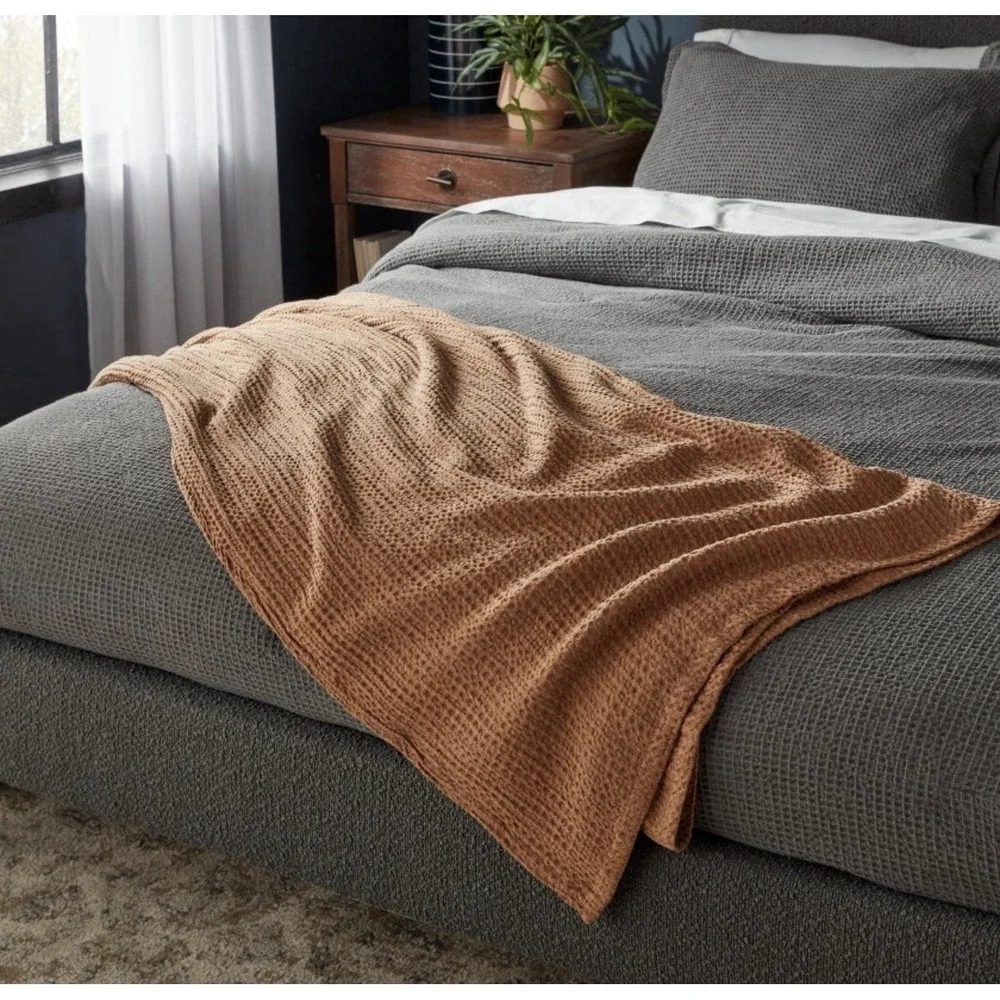 Brown Threshold Cooling Waffle Blanket - Lyocell Full/Queen‎ (92x90 Throw) NWT